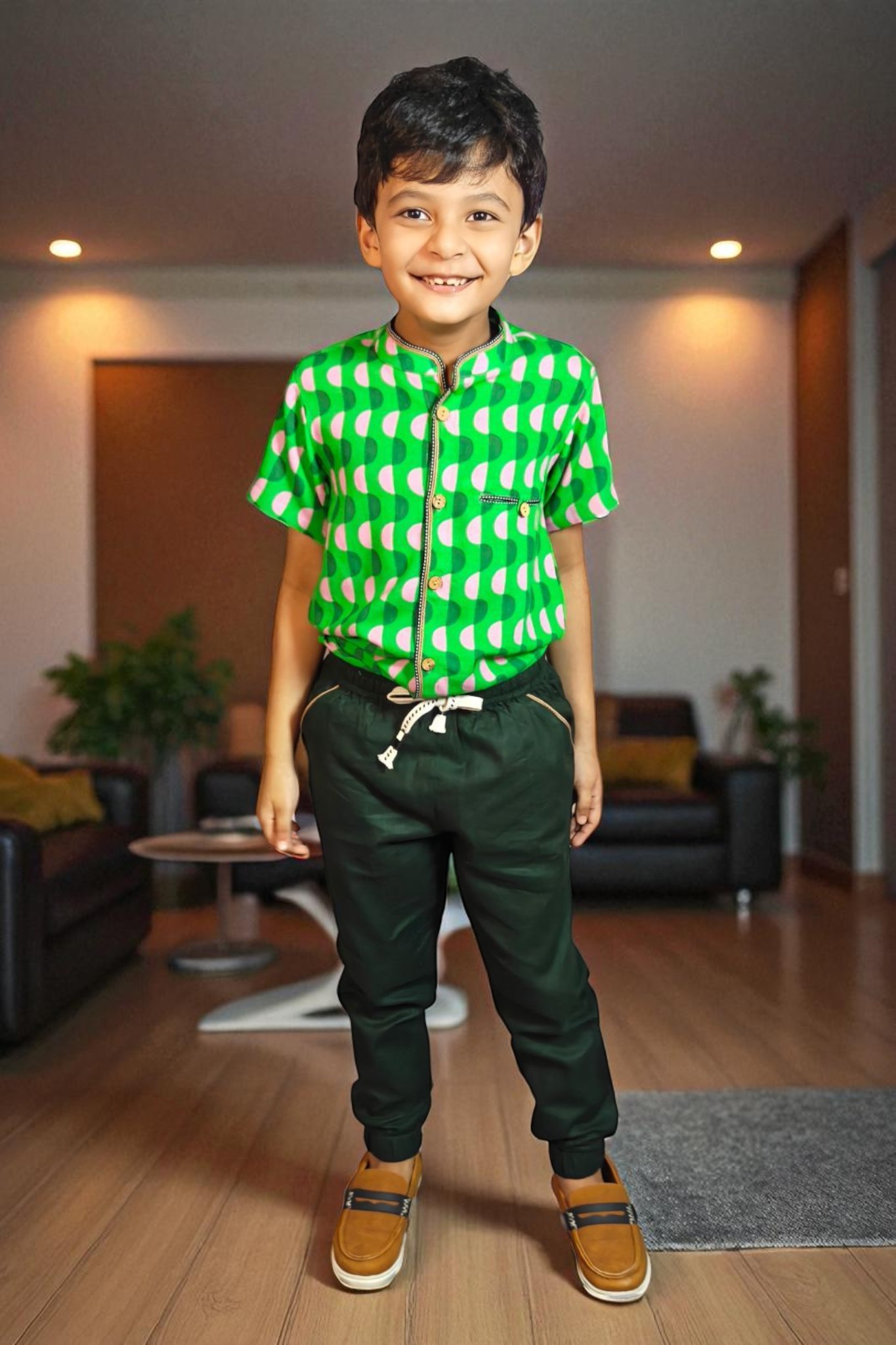 Moss Green Drawstring Joggers - Image 2