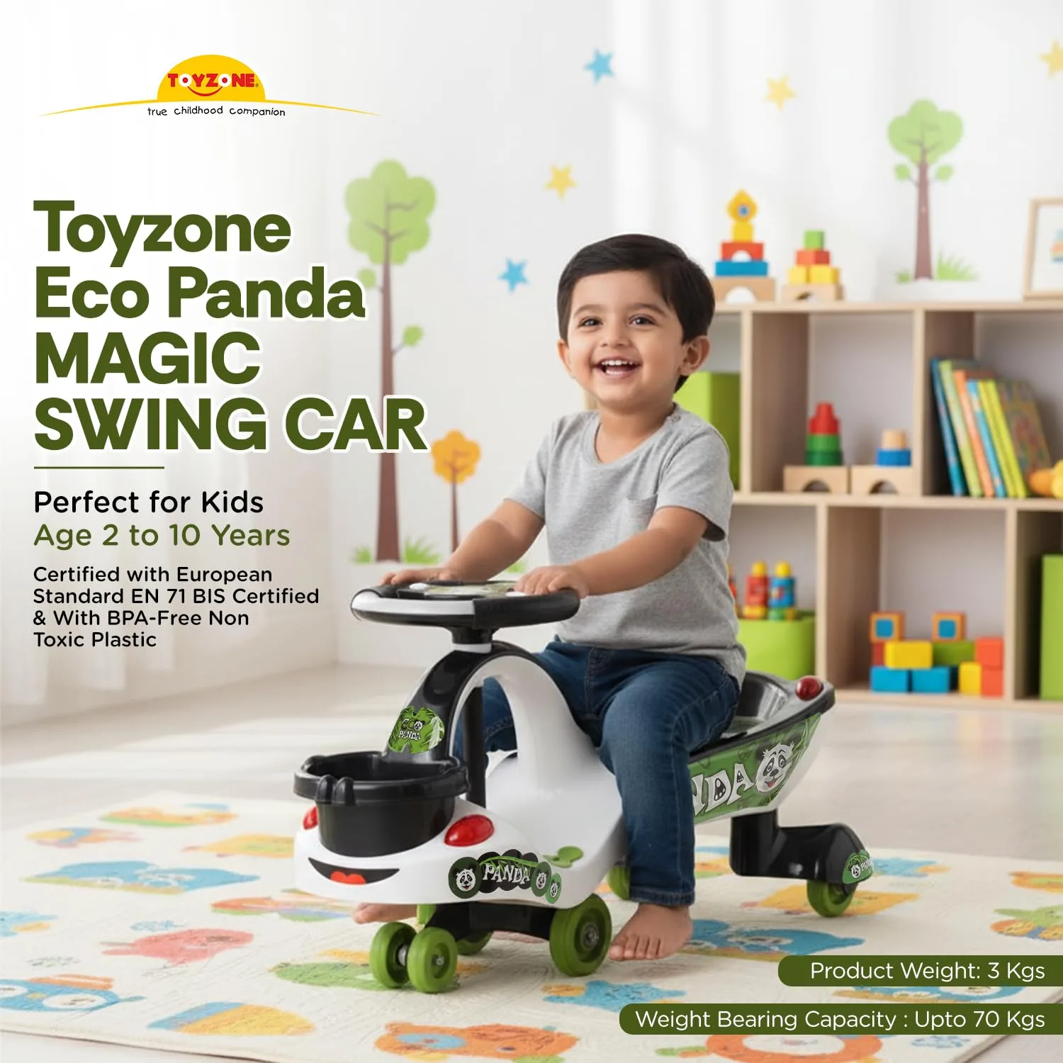Toyzone Plastic Eco Panda Magic Car, Pack Of 1, White - Image 2