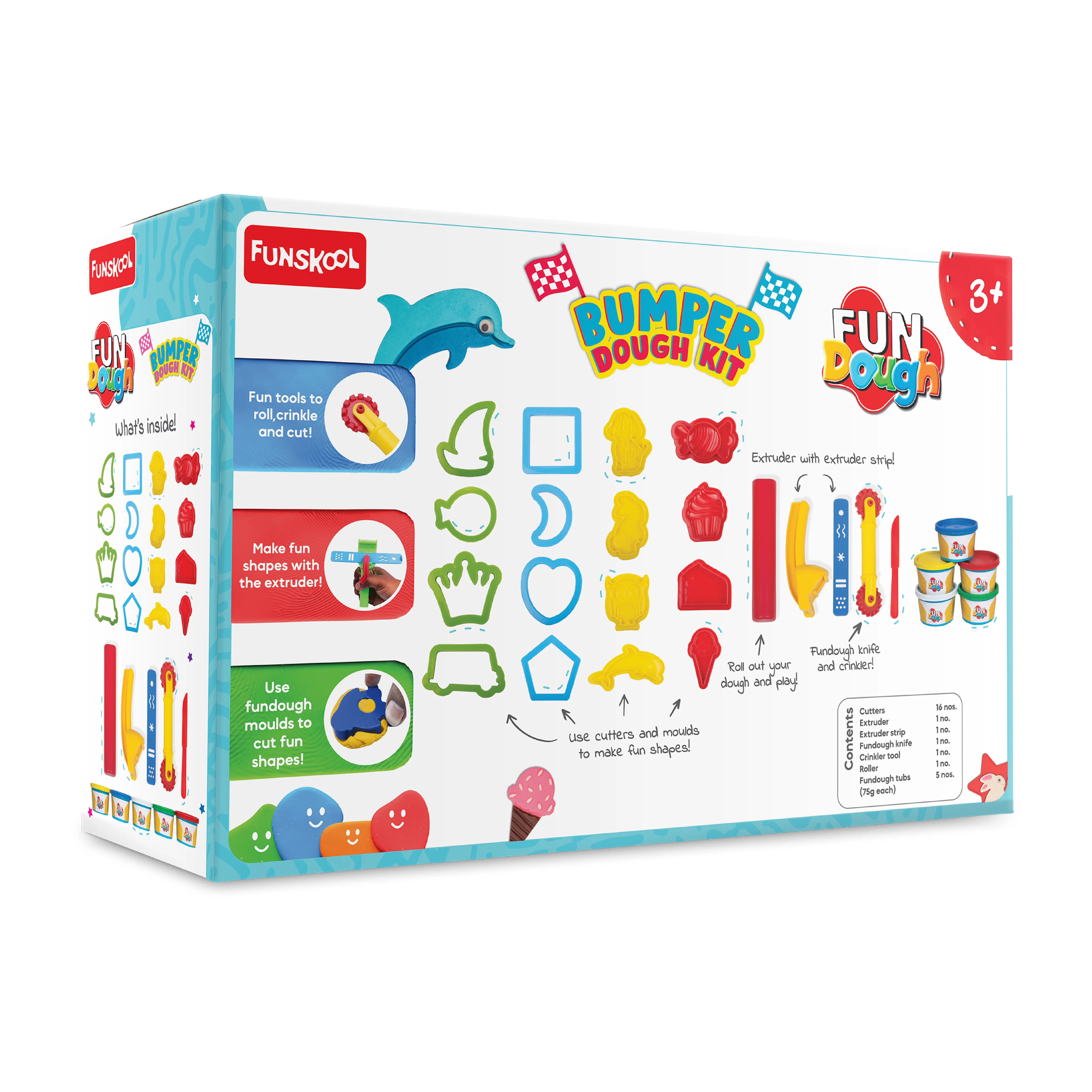 FunDough � Bumper Dough Kit (5 Tubs + 16 Cutters + Tools | Creative Dough Playset for Kids) - Image 2