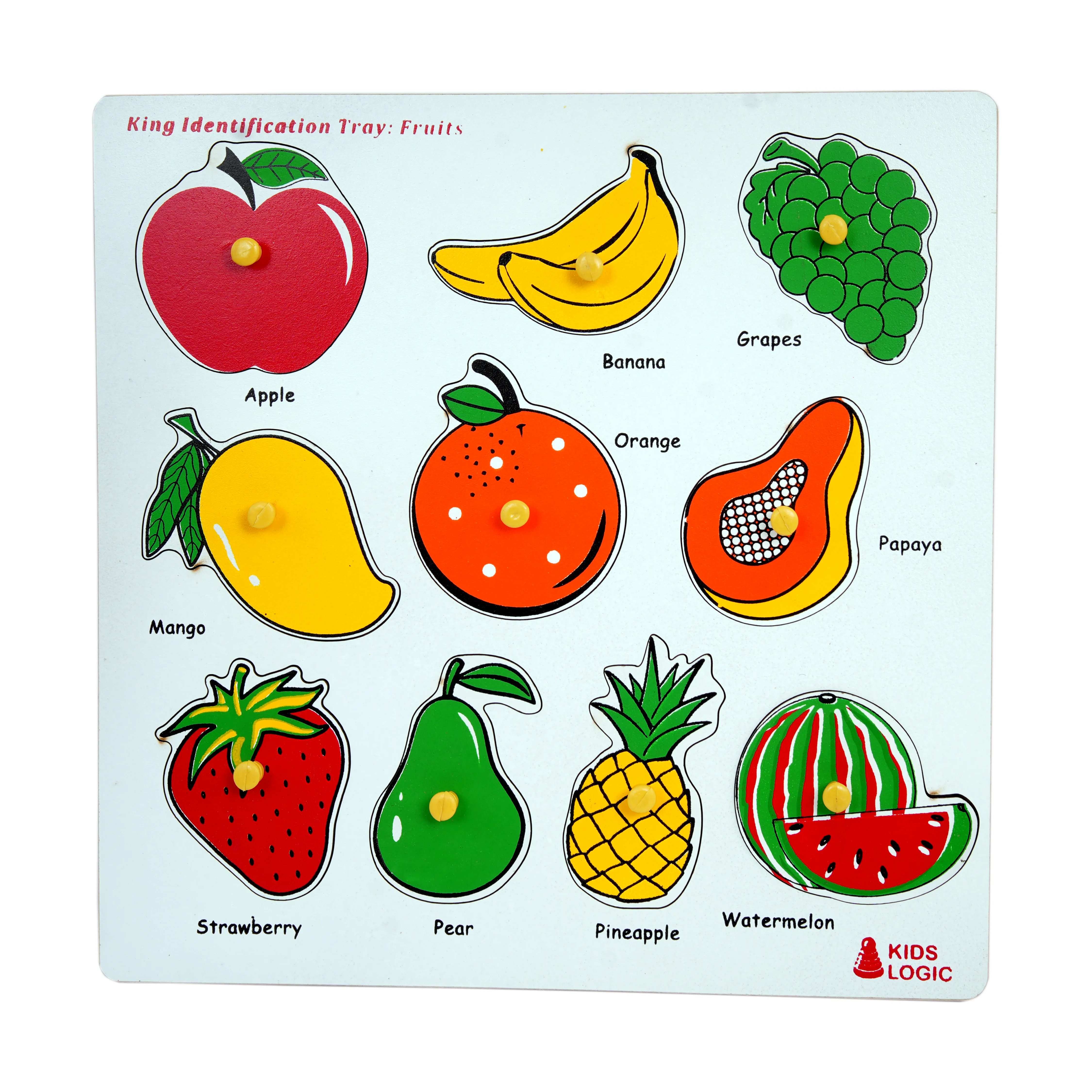 Kids Logic King Identification Tray � Fruits Wooden Puzzle Board for Kids - Image 1