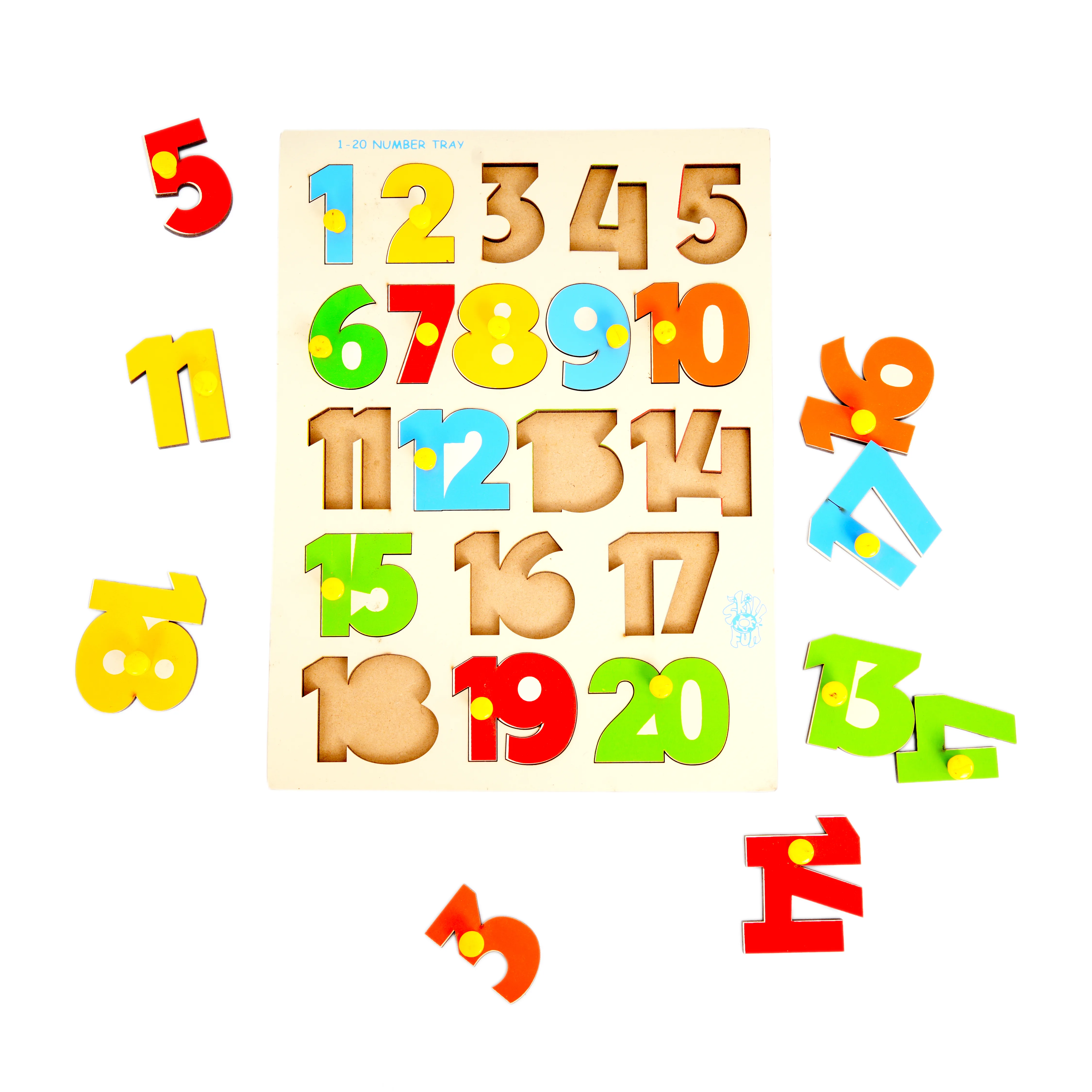 Kids Logic 1�20 Number Tray Wooden Knob Puzzle Board � Number Learning Toy - Image 3