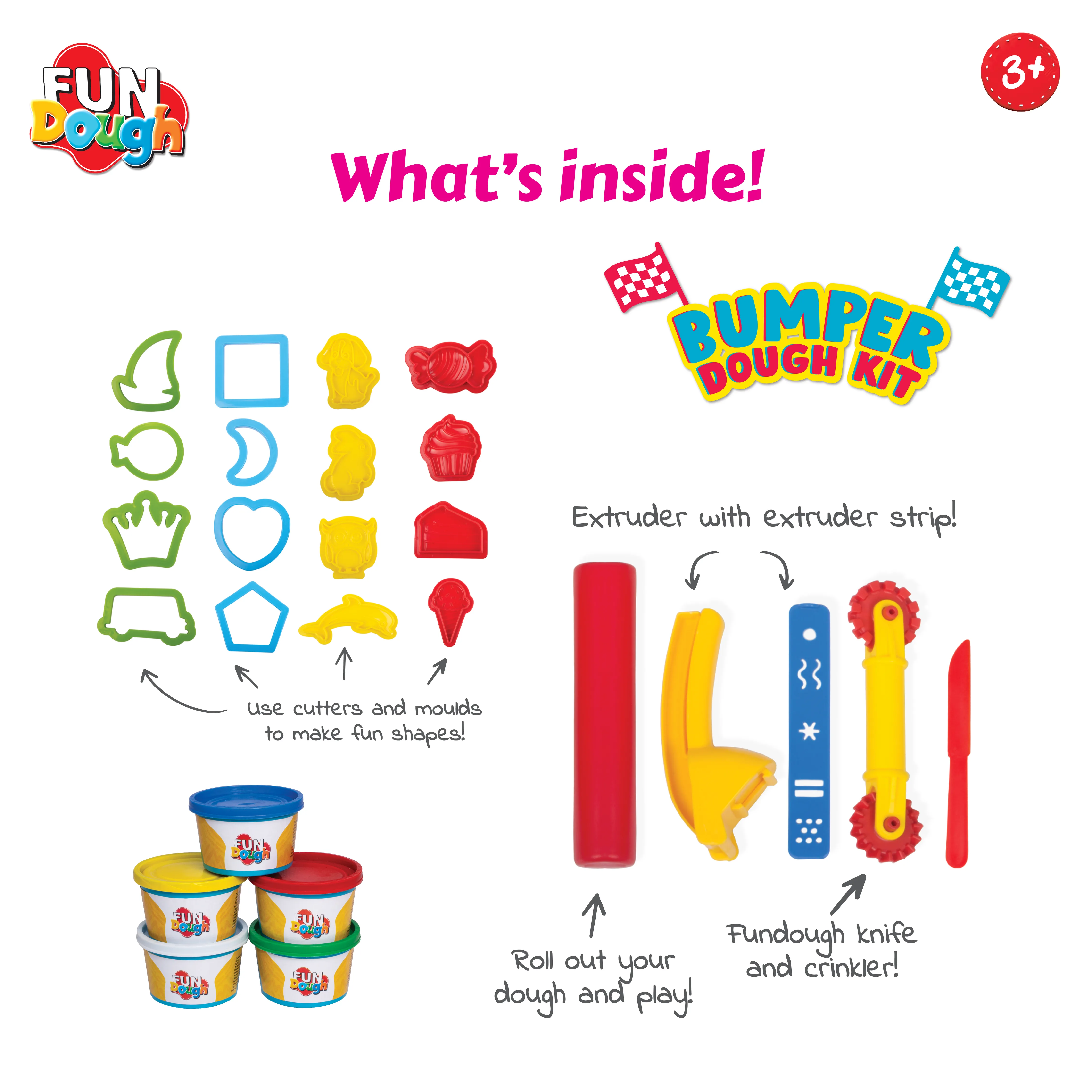 FunDough � Bumper Dough Kit (5 Tubs + 16 Cutters + Tools | Creative Dough Playset for Kids) - Image 4