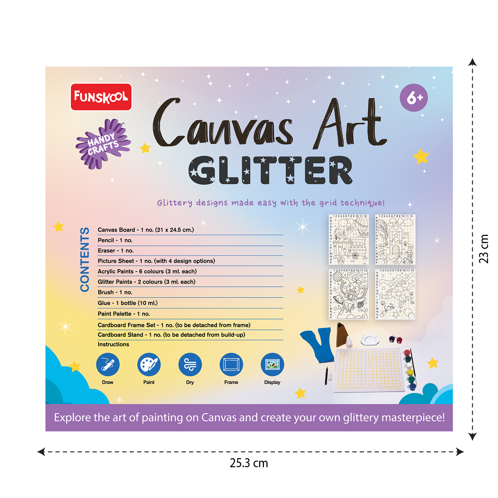 Funskool Handycrafts � Canvas Art Glitter (Glittery Designs Made Easy with the Grid Technique) - Image 2