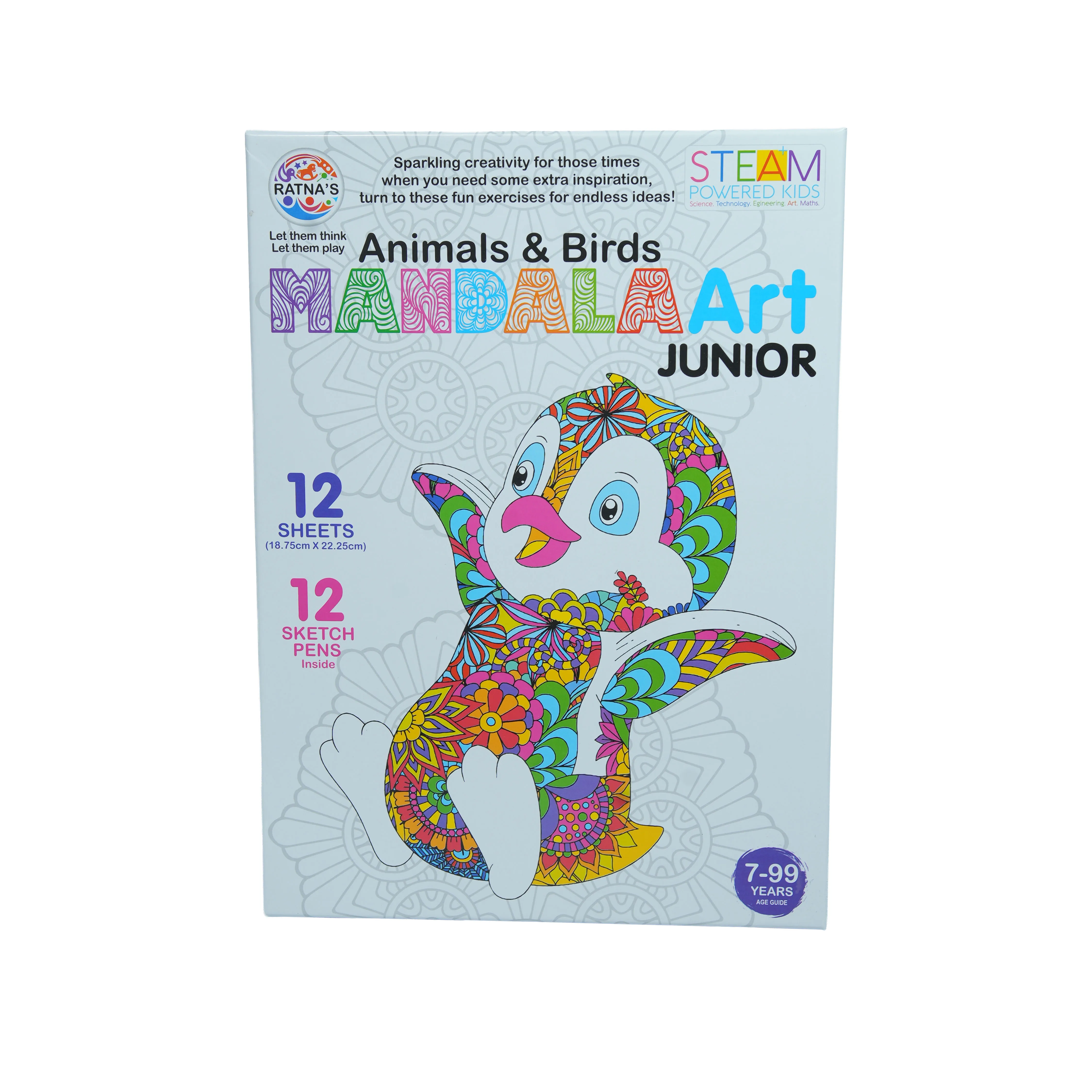 Animals & Birds Mandala Art Junior � Colouring & Creativity Book with Sketch Pens - Image 1