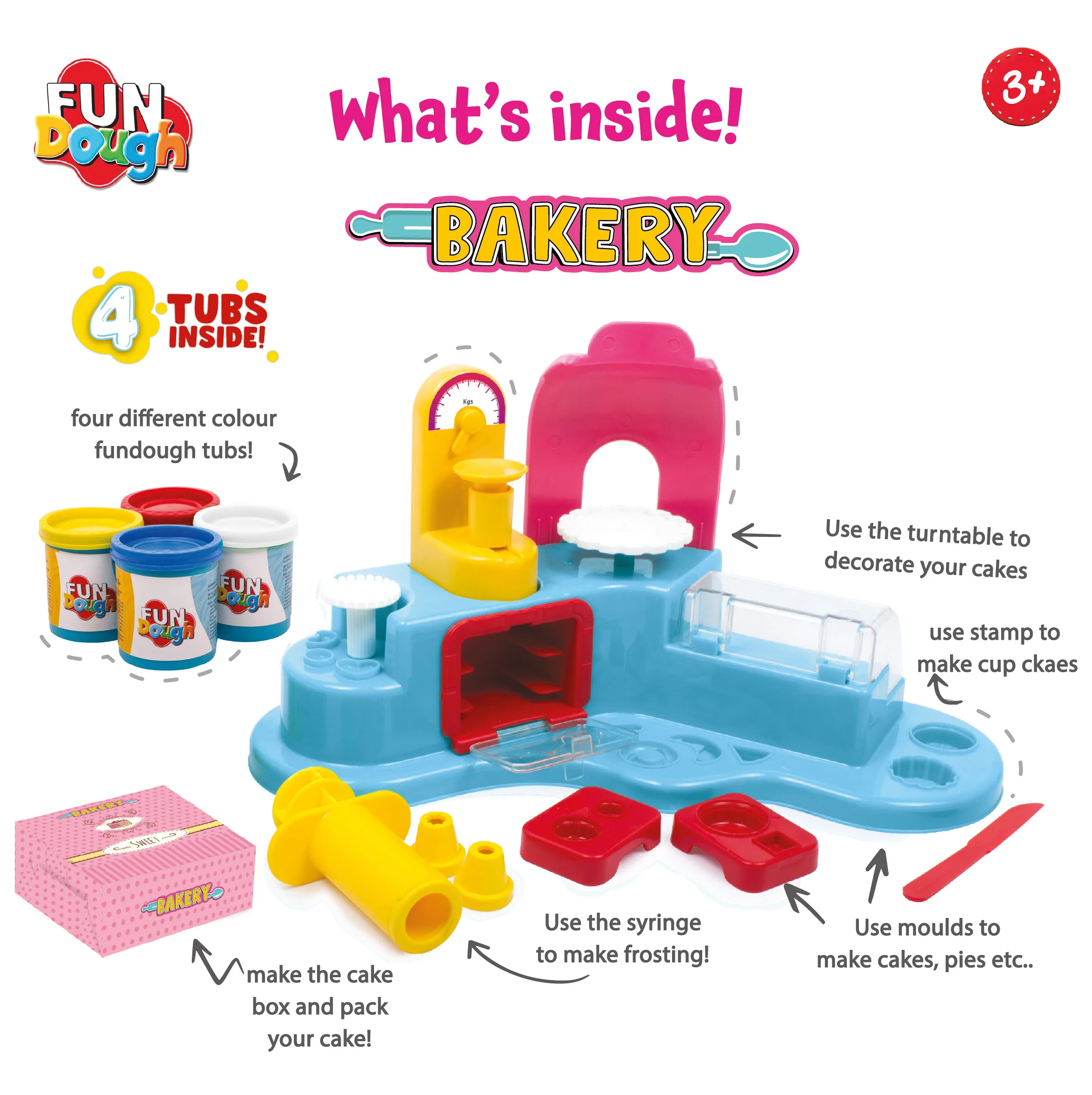 Fundough Bakery Playset � Creative Cake & Pastry Making Activity Kit (4 Dough Tubs, Moulds, Tools & Oven) - Image 3