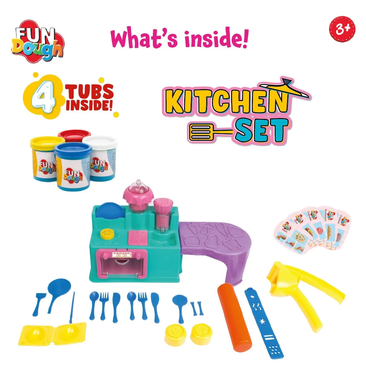 Fundough Kitchen Set | 4 Dough Tubs | Kids Cooking Playset | Funskool Creative Kitchen Toy (3+ Years) - Image 4