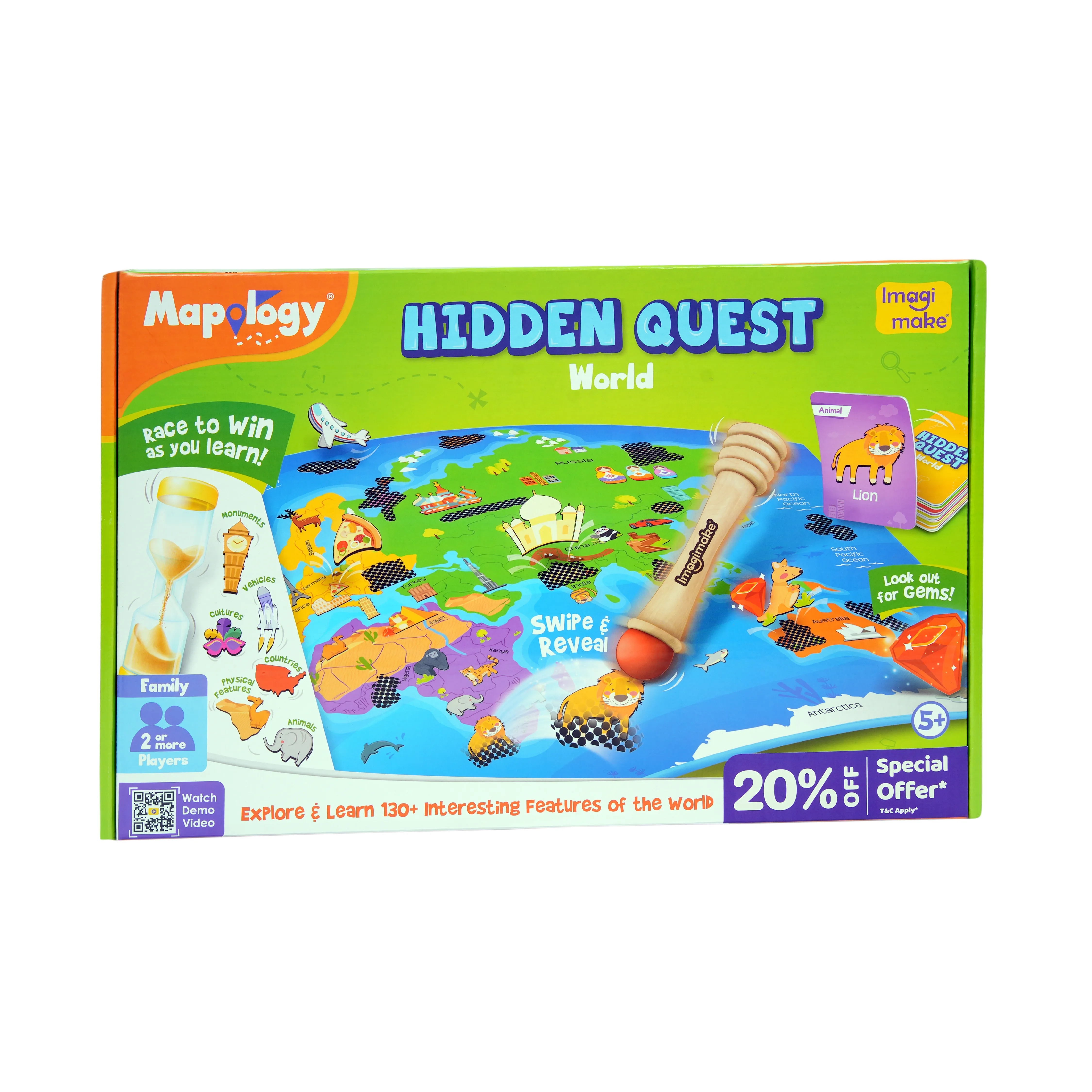 Mapology World Map Treasure Hunt Board Game - Image 3