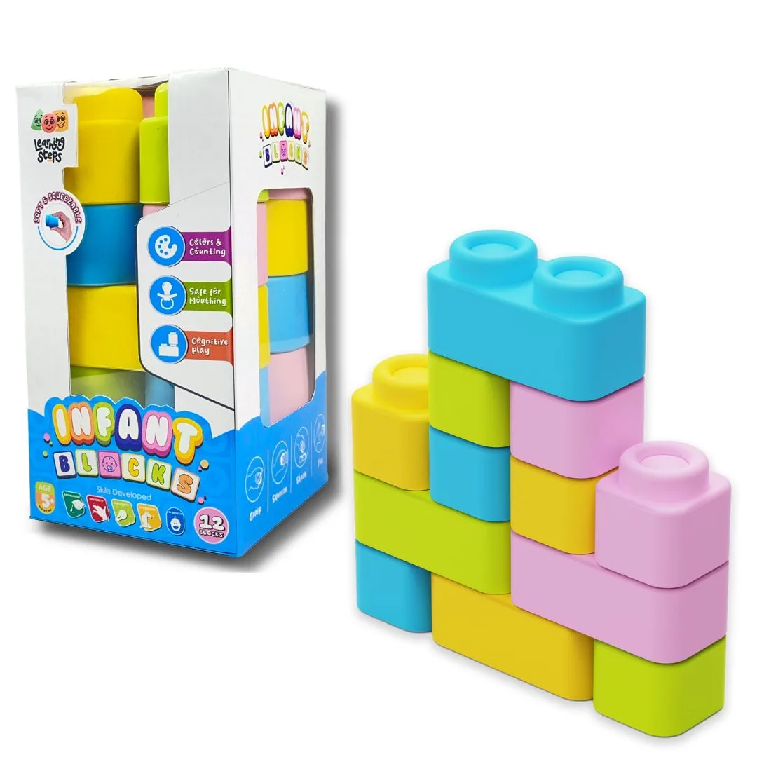 INFANT BLOCKS - SET 1 | 5+ Months | Learning Steps Educational Toy | 12 Pieces - Image 1