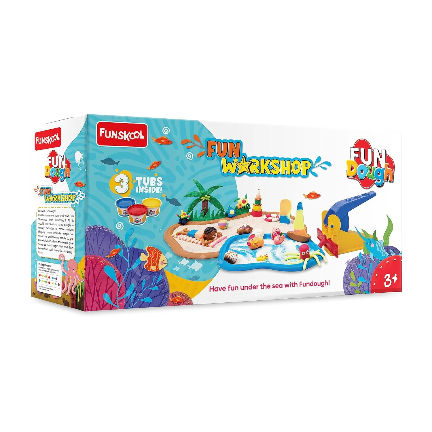 Funskool Fundough Fun Workshop Kit | Creative Dough Extruder Playset | 3 Tubs Included | Kids 3+ - Image 1
