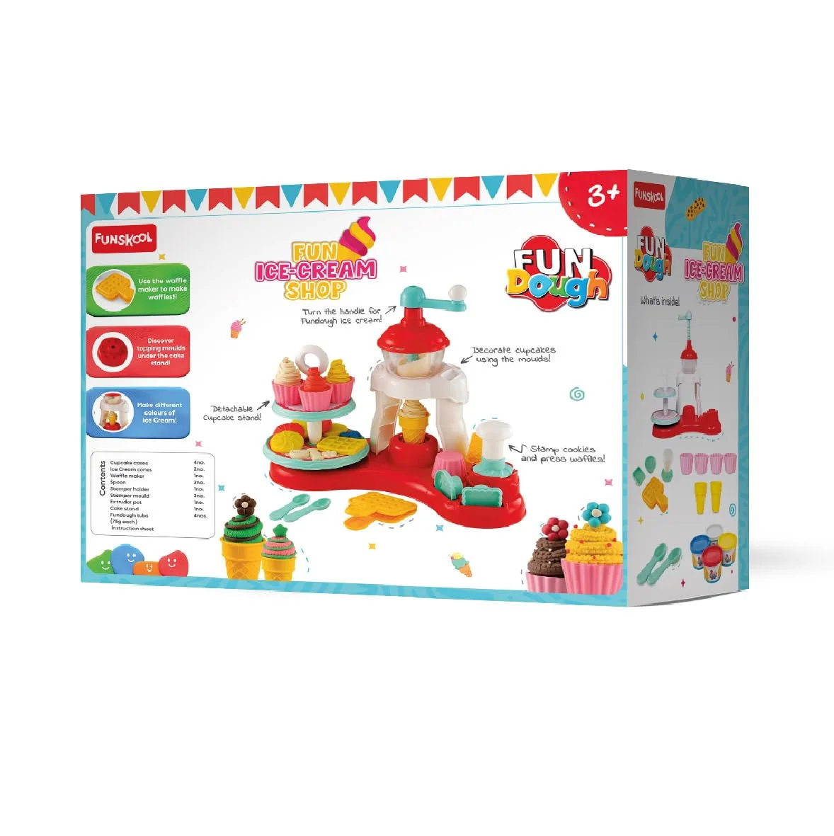 FunDough Fun Ice-Cream Shop � Creative Ice-Cream Playset for Kids | 4 Tubs Included | Ages 3+ - Image 2