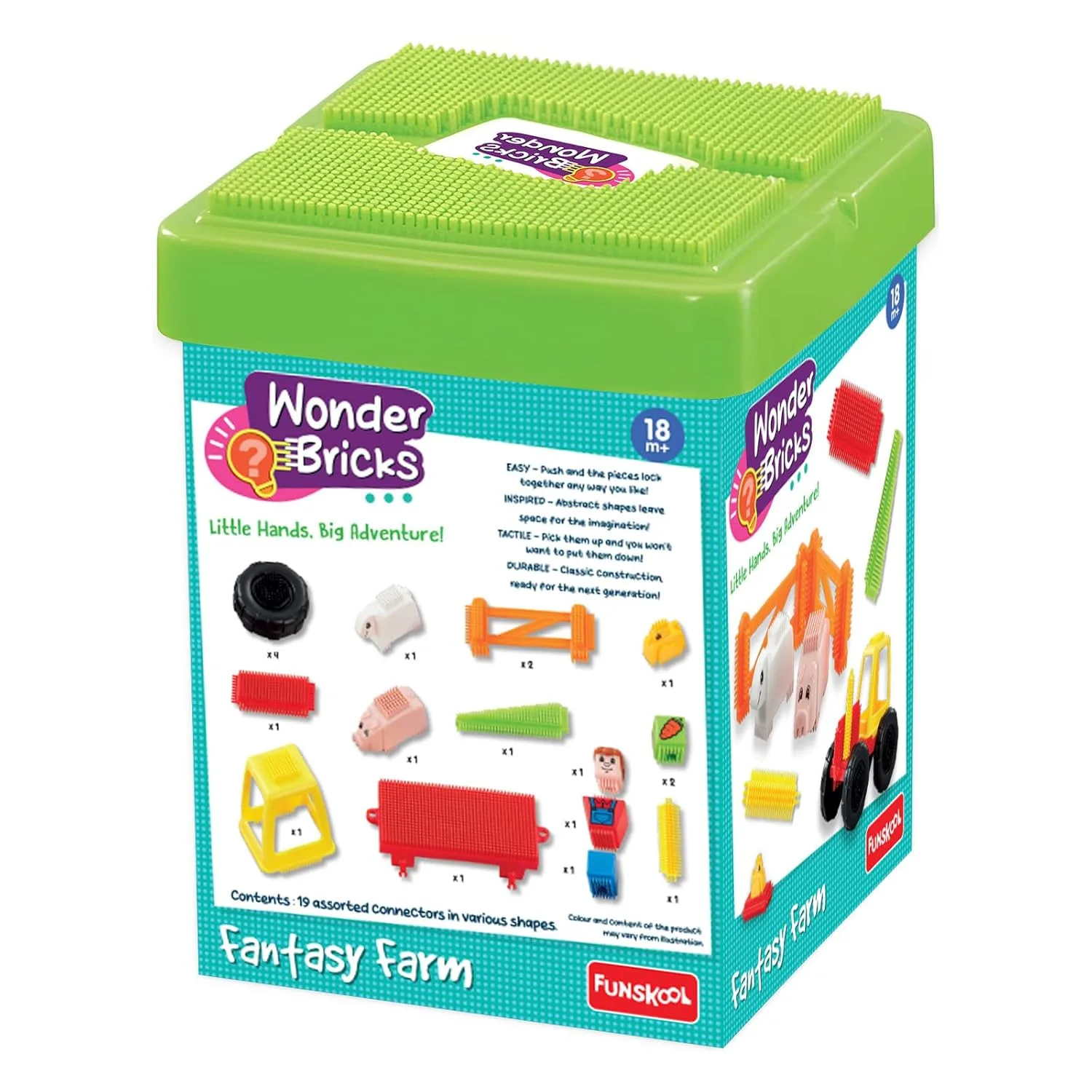 Funskool Wonder Bricks Fantasy Farm Set | Soft Construction Toy for Toddlers | 18+ Months - Image 2