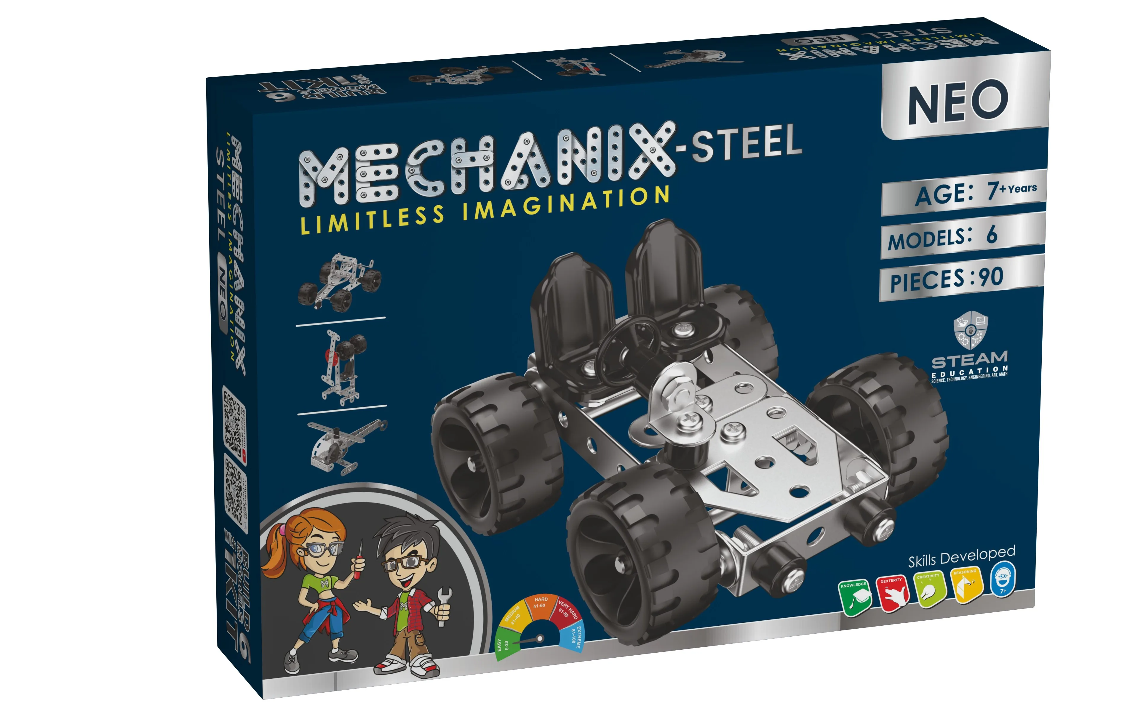 MECHANIX - STEEL - NEO | 7+ Years | STEM DIY Building Kit | 90 Pieces | Build 6 Models - Image 1