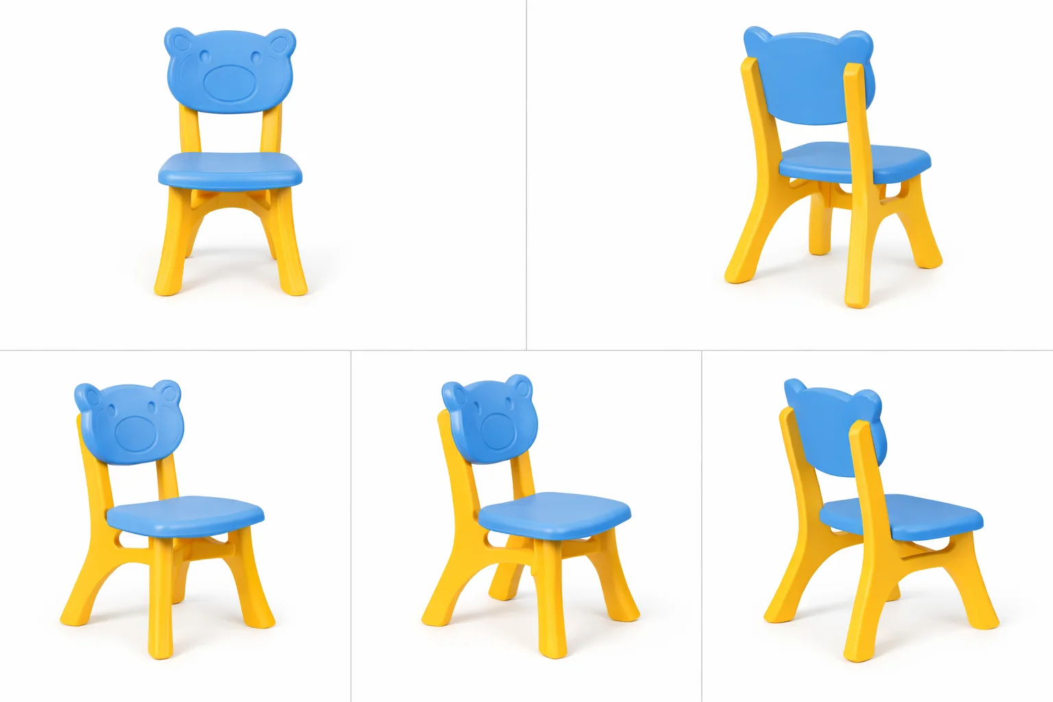 Twirl Kids Plastic Chair with Backrest � Blue & Yellow - Image 2