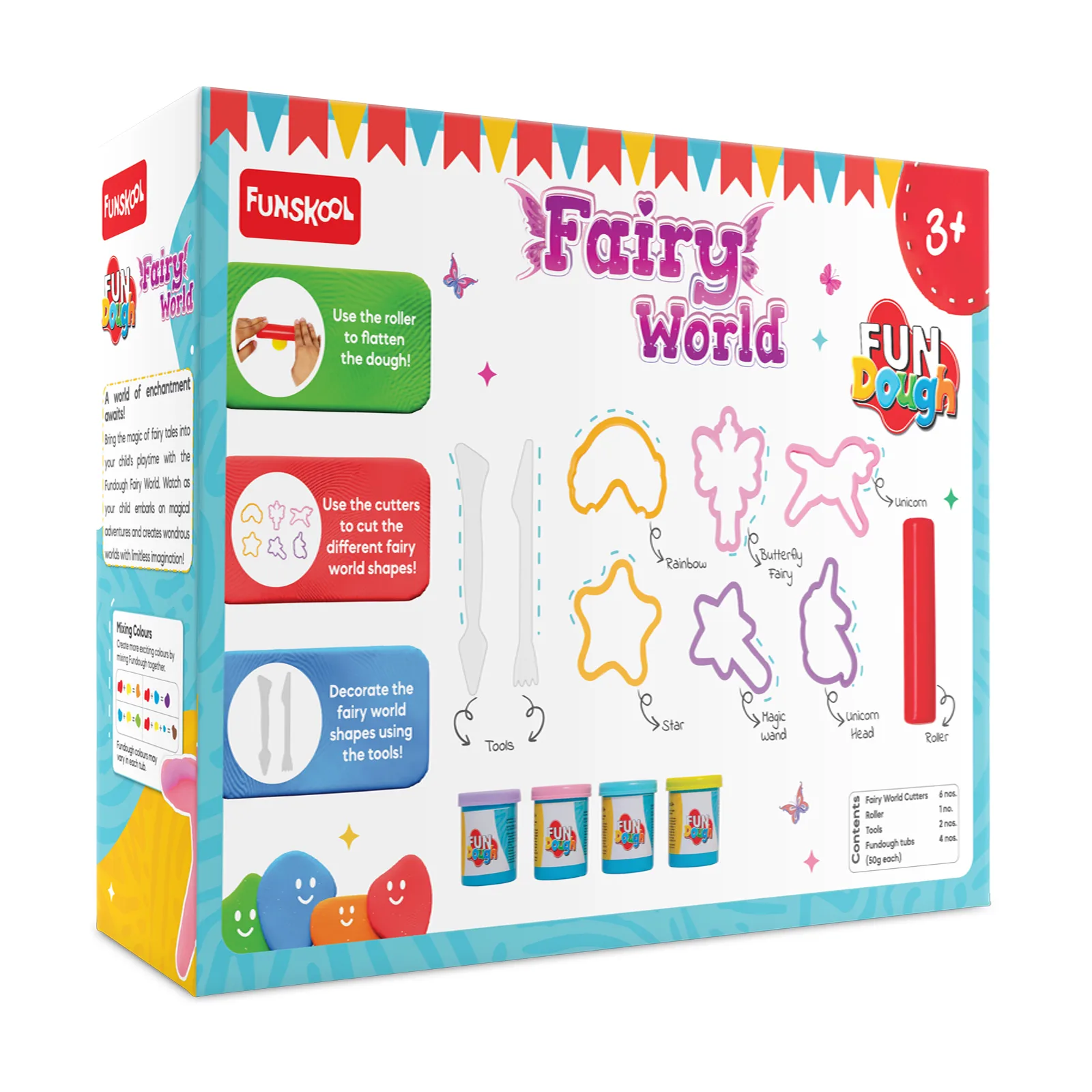 FunDough Fairy World Playset � 4 Tubs Dough Kit | Unicorn, Fairy & Rainbow Shape Cutters | Ages 3+ - Image 2