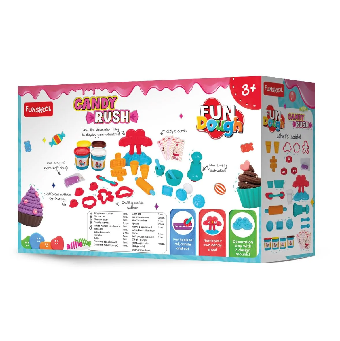 FunDough Candy Rush Playset � 4 Dough Tubs, 20+ Tools, Cookie Cutters & Frosting Nozzles | FunSkool Dough Kit for Kids - Image 2