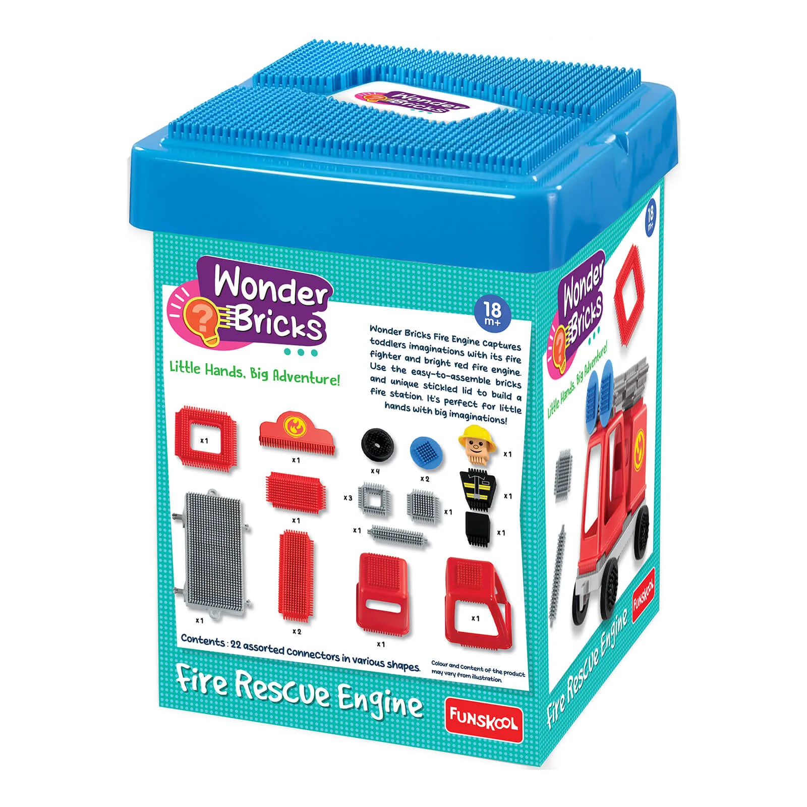 Funskool Wonder Bricks Fire Rescue Engine | 22-Piece Soft Construction Toy | 18+ Months - Image 2