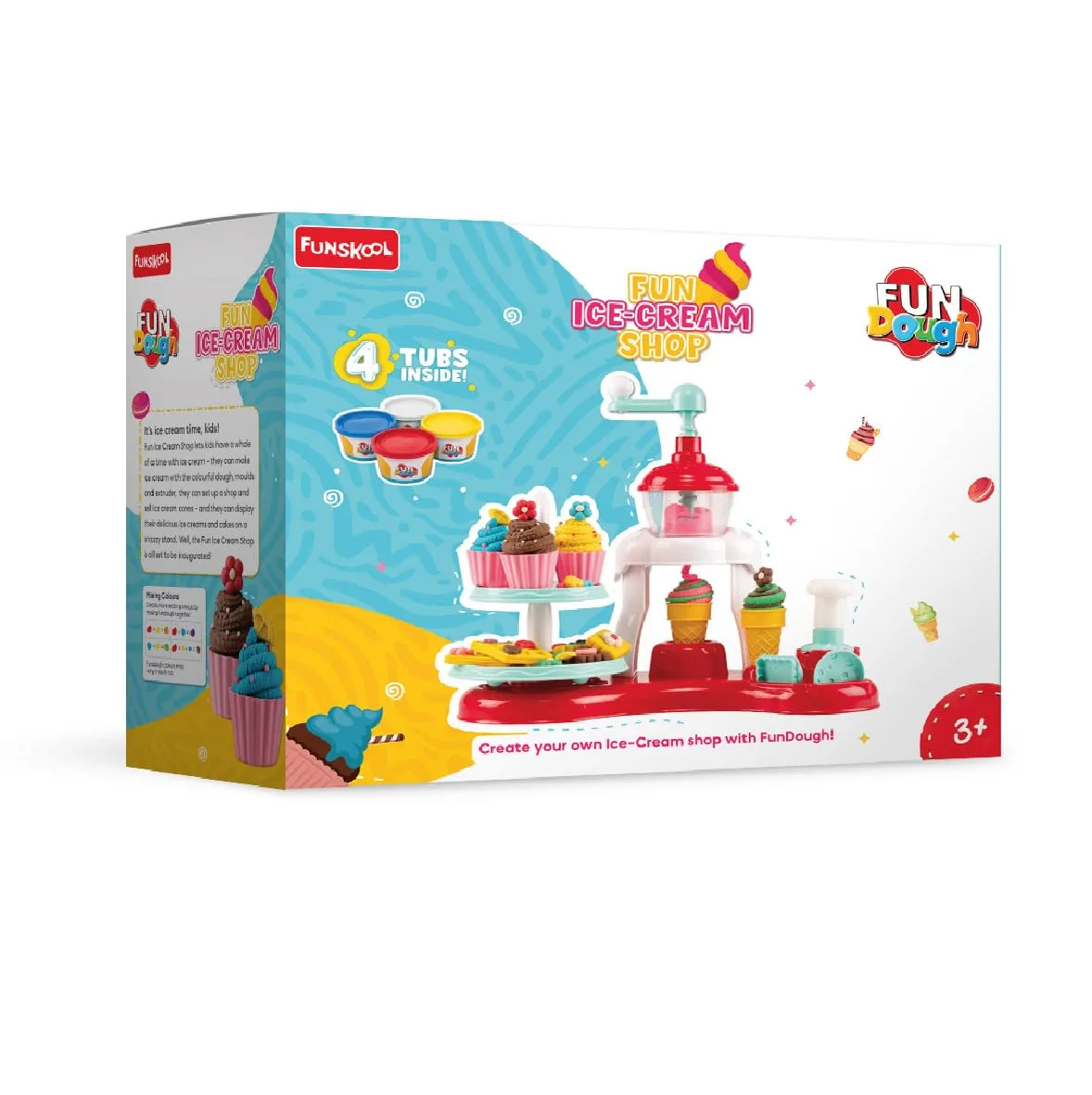 FunDough Fun Ice-Cream Shop � Creative Ice-Cream Playset for Kids | 4 Tubs Included | Ages 3+ - Image 1