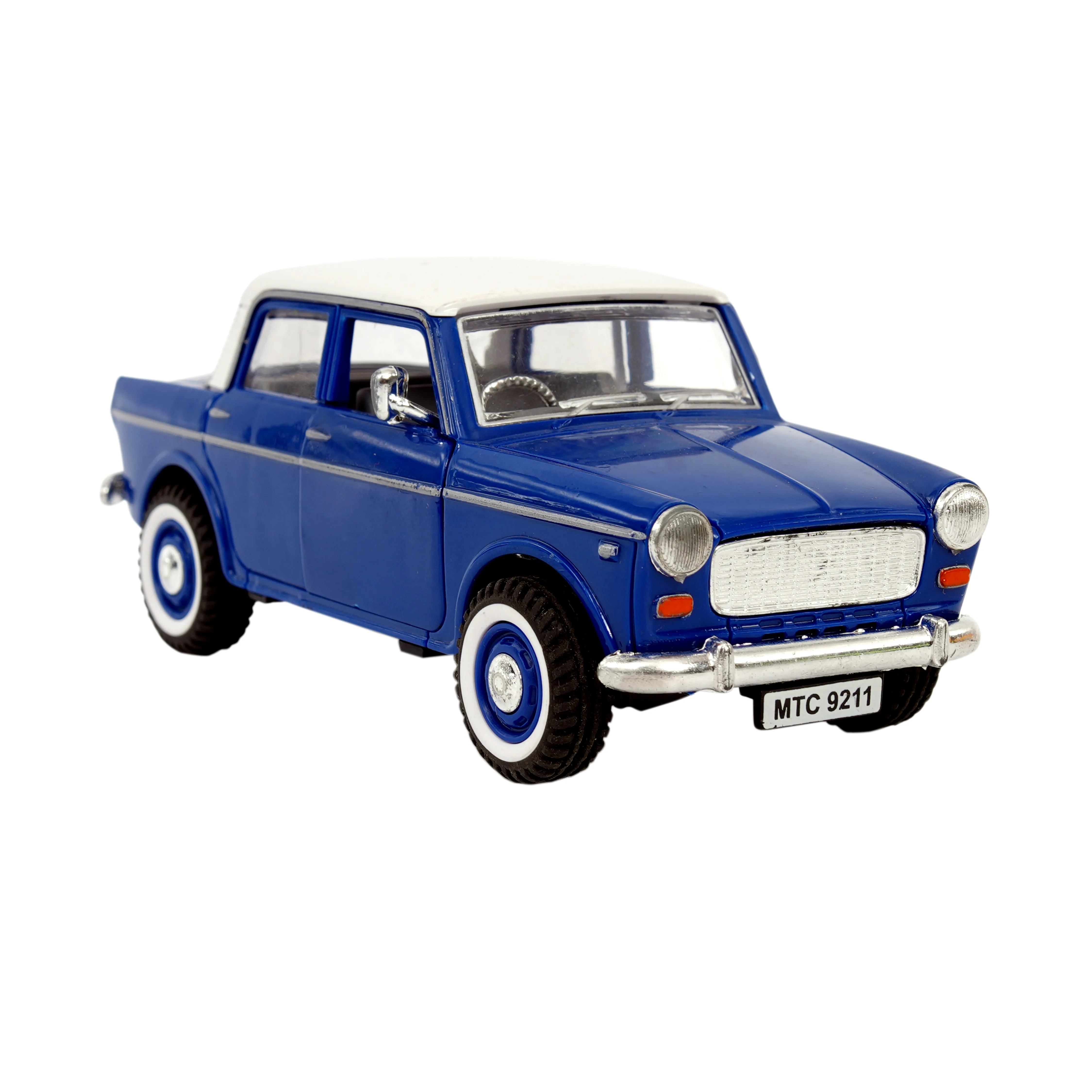 Classic Vintage Toy Car � Blue & White Retro Model Car for Kids - Image 1