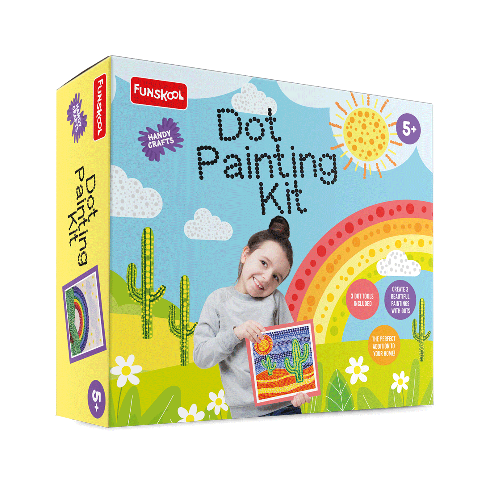 Funskool Handycrafts � Dot Painting Kit (Create 3 Beautiful Paintings with Dots) - Image 1
