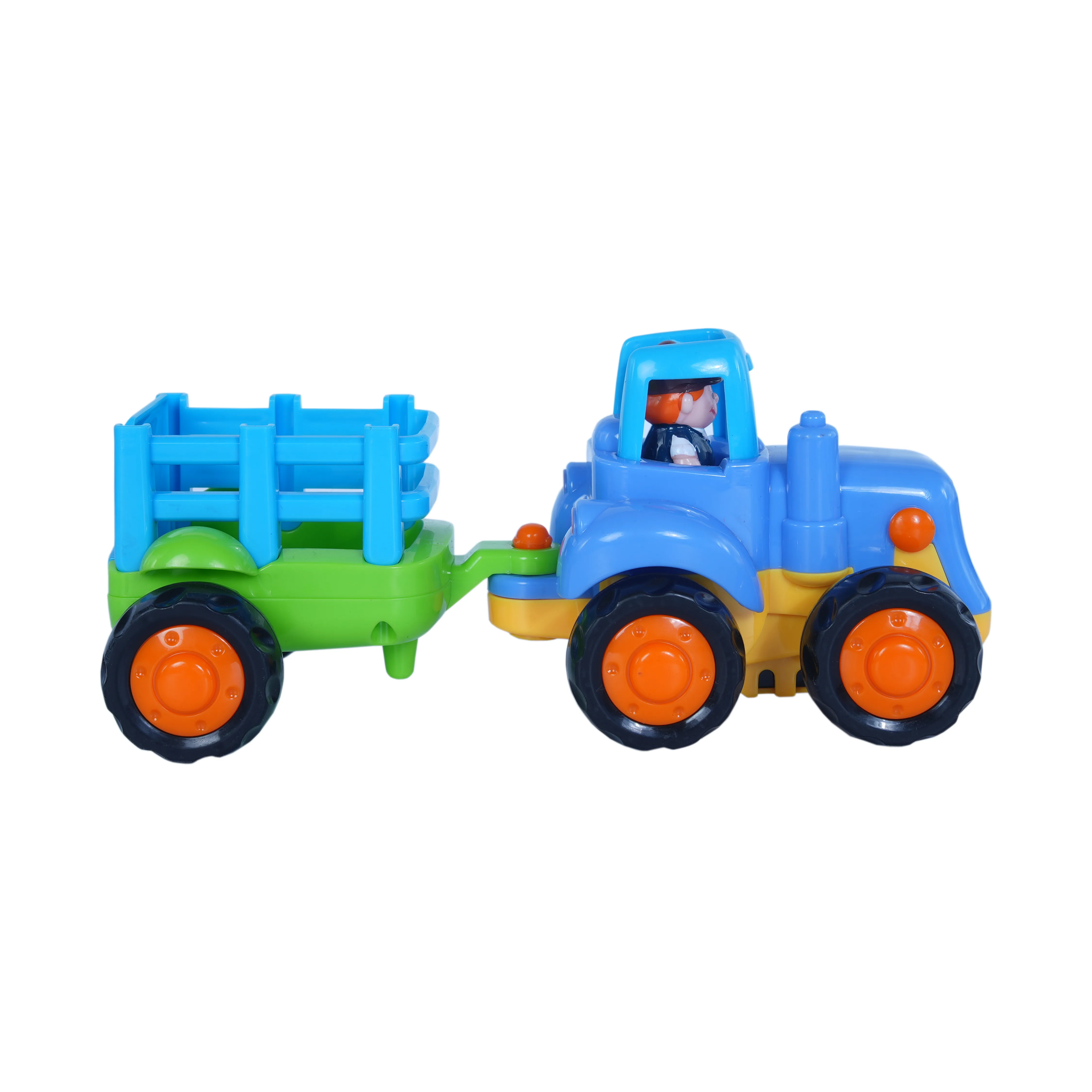 Kids Farm Tractor Toy with Trailer & Driver Figure � Push and Play Vehicle - Image 1