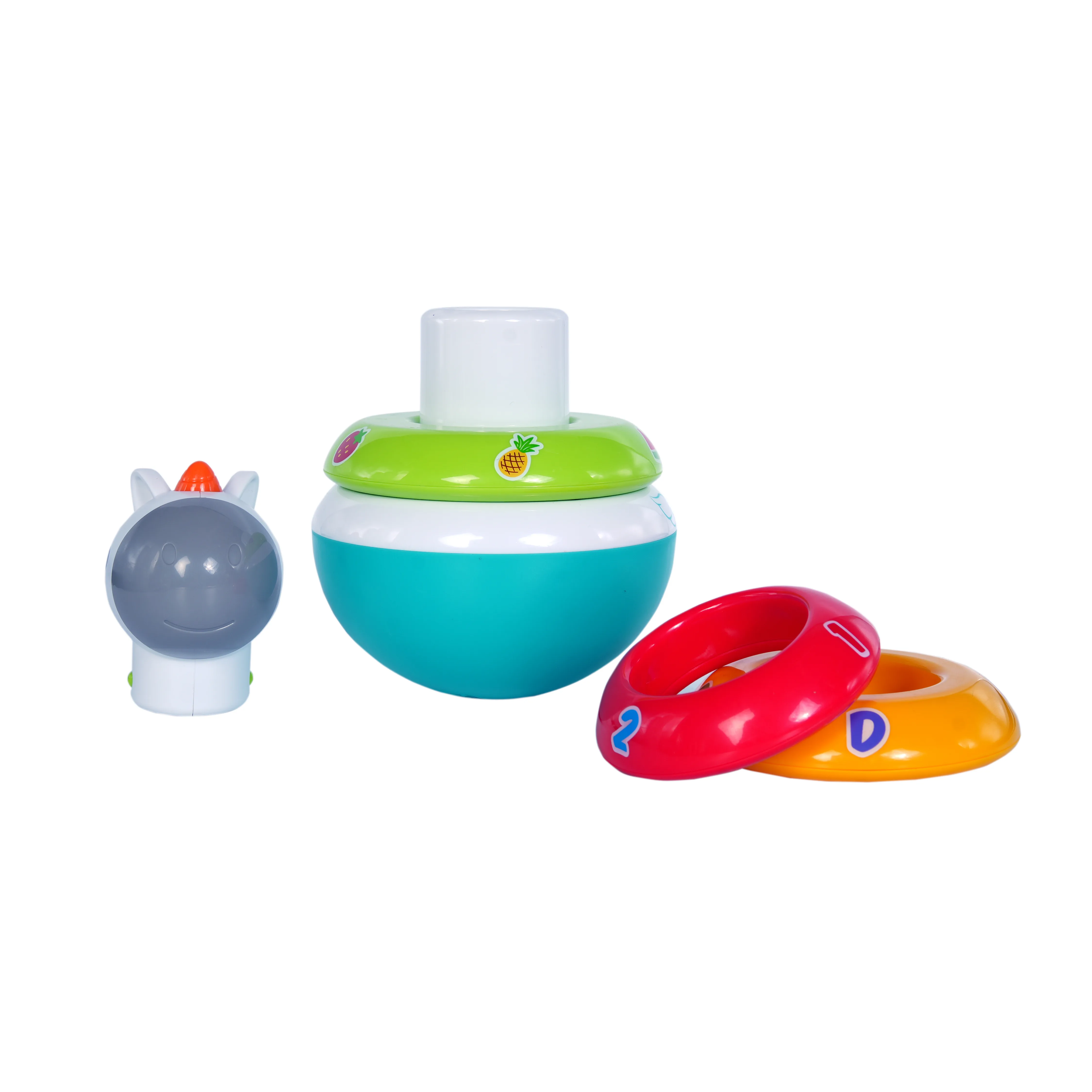 Unicorn Stacking Rings Learning Toy with Alphabet & Fruits - Image 3