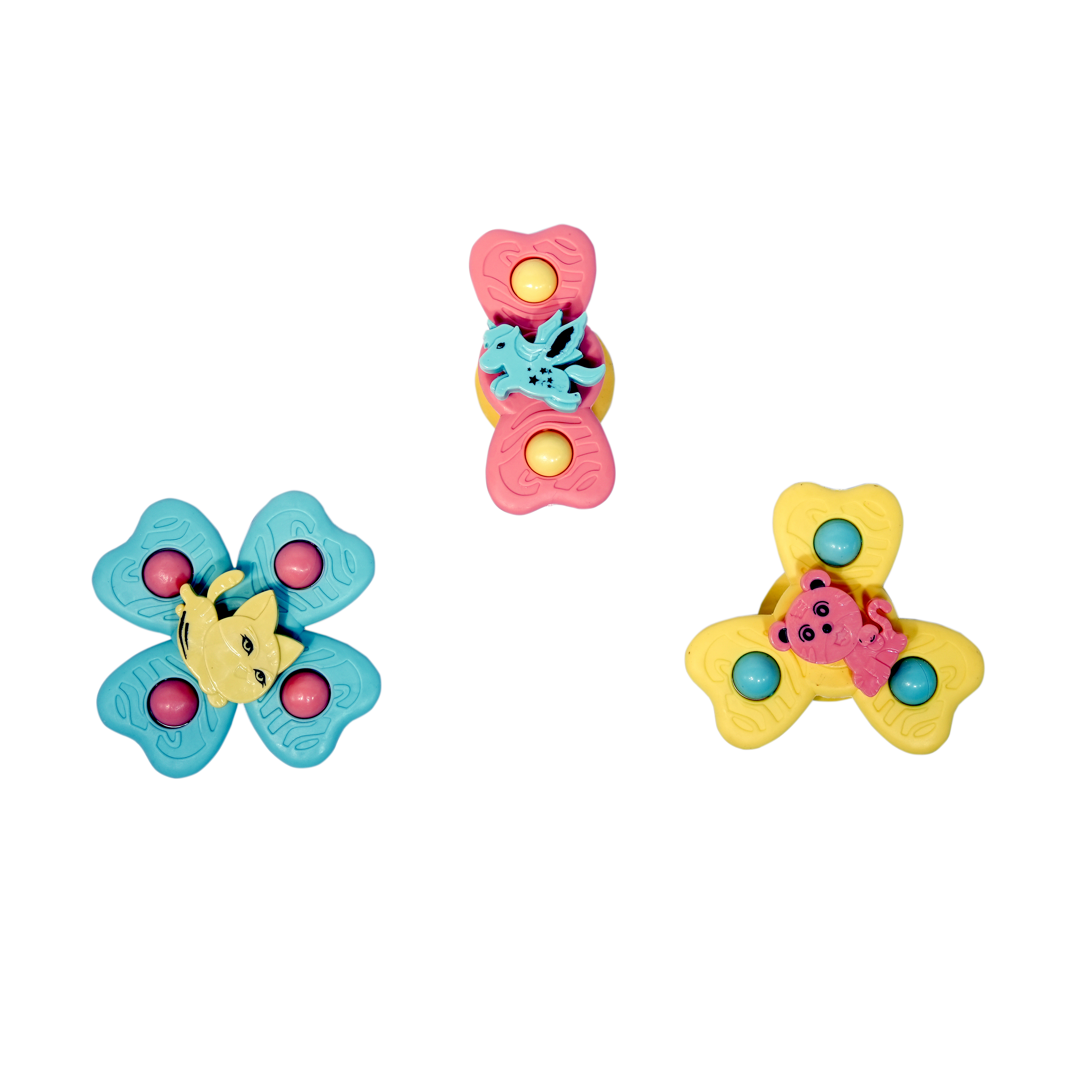 Animal Suction Spinner Toy Set (3 Pcs) for Babies & Toddlers | Sensory Fidget Spinners | Lazy Turtel - Image 2