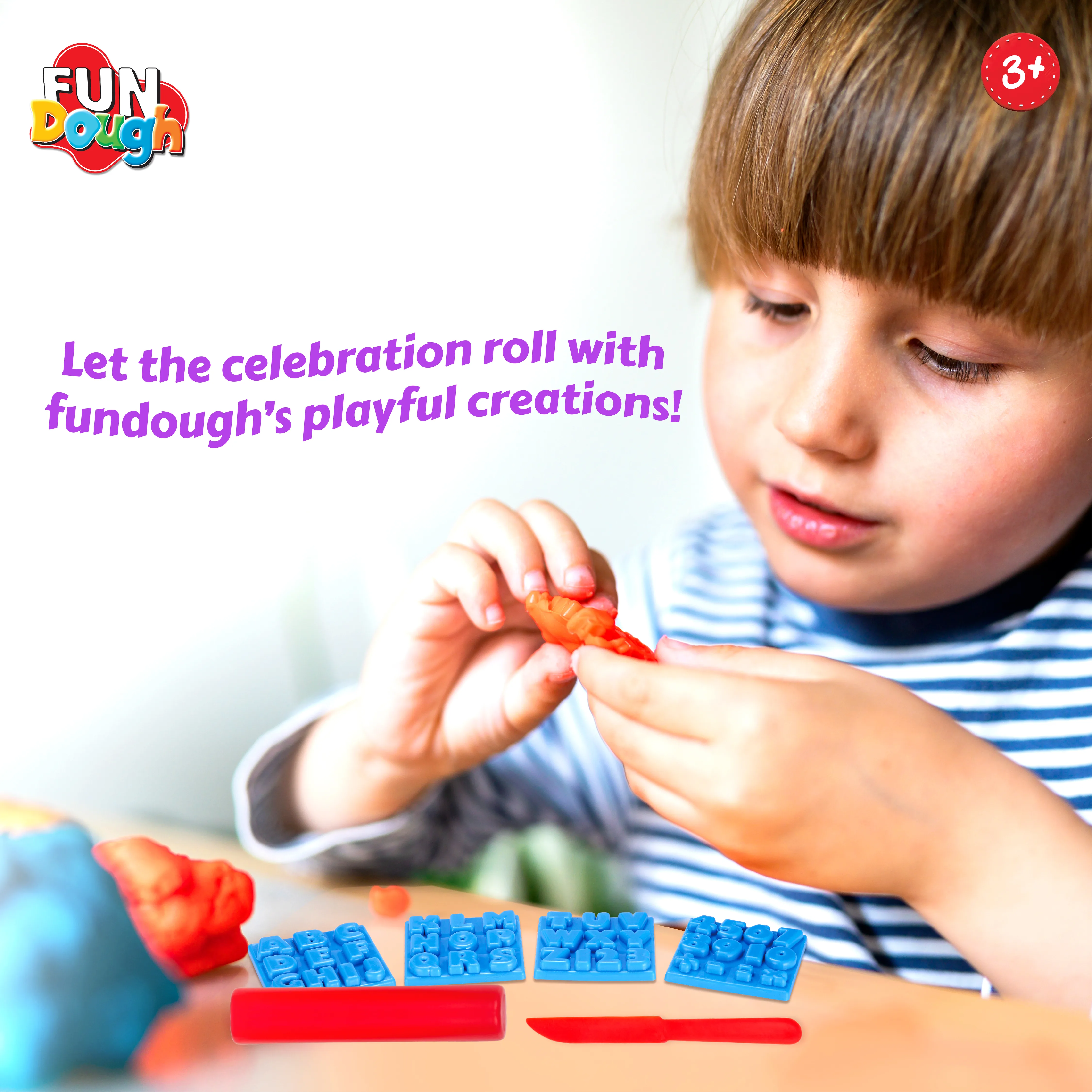 FunDough Celebration Pack | 12 Colours Dough Set with Shape Cutters | Creative Play Kit for Kids 3+ - Image 2