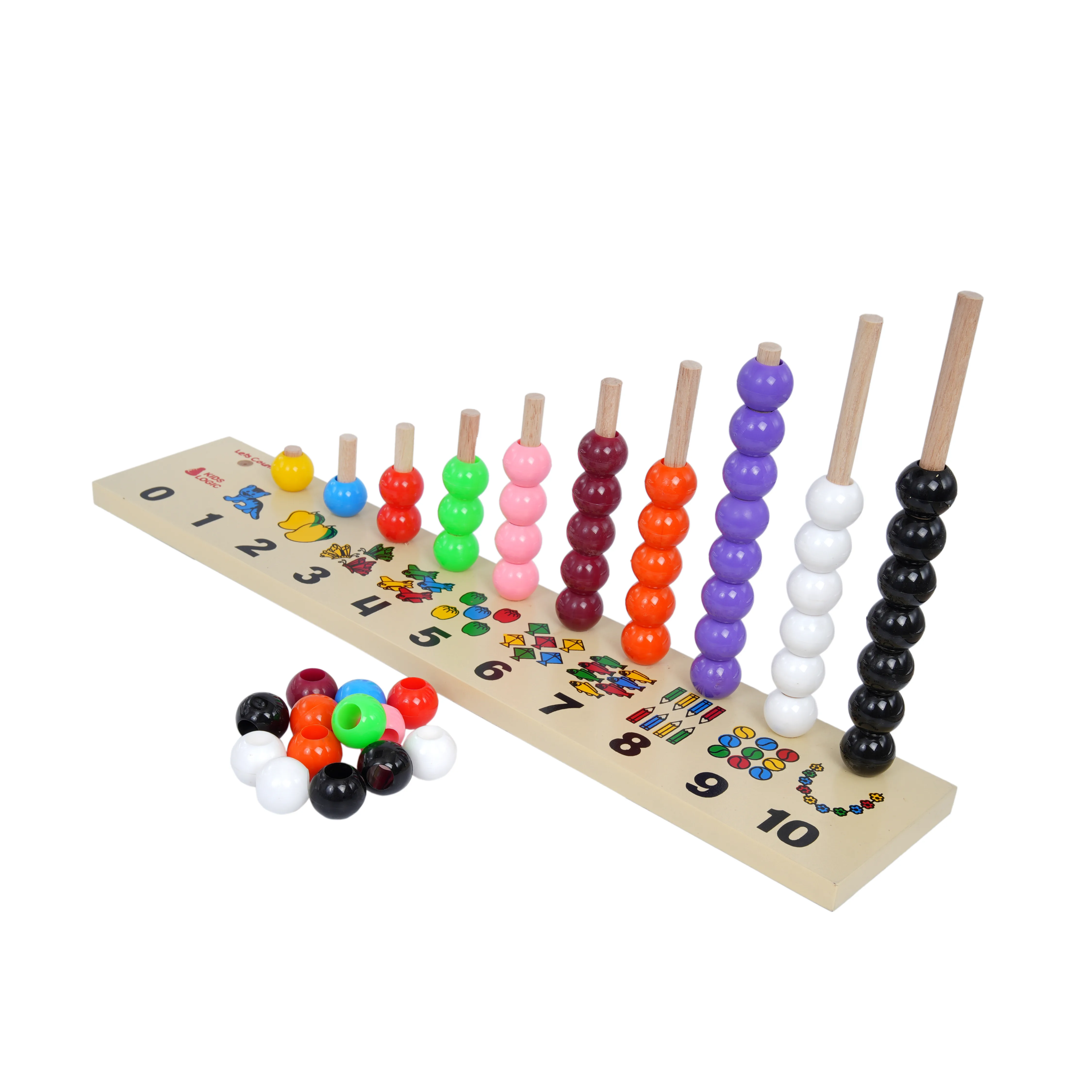 Wooden Counting Beads Math Learning Board for Kids - Image 2