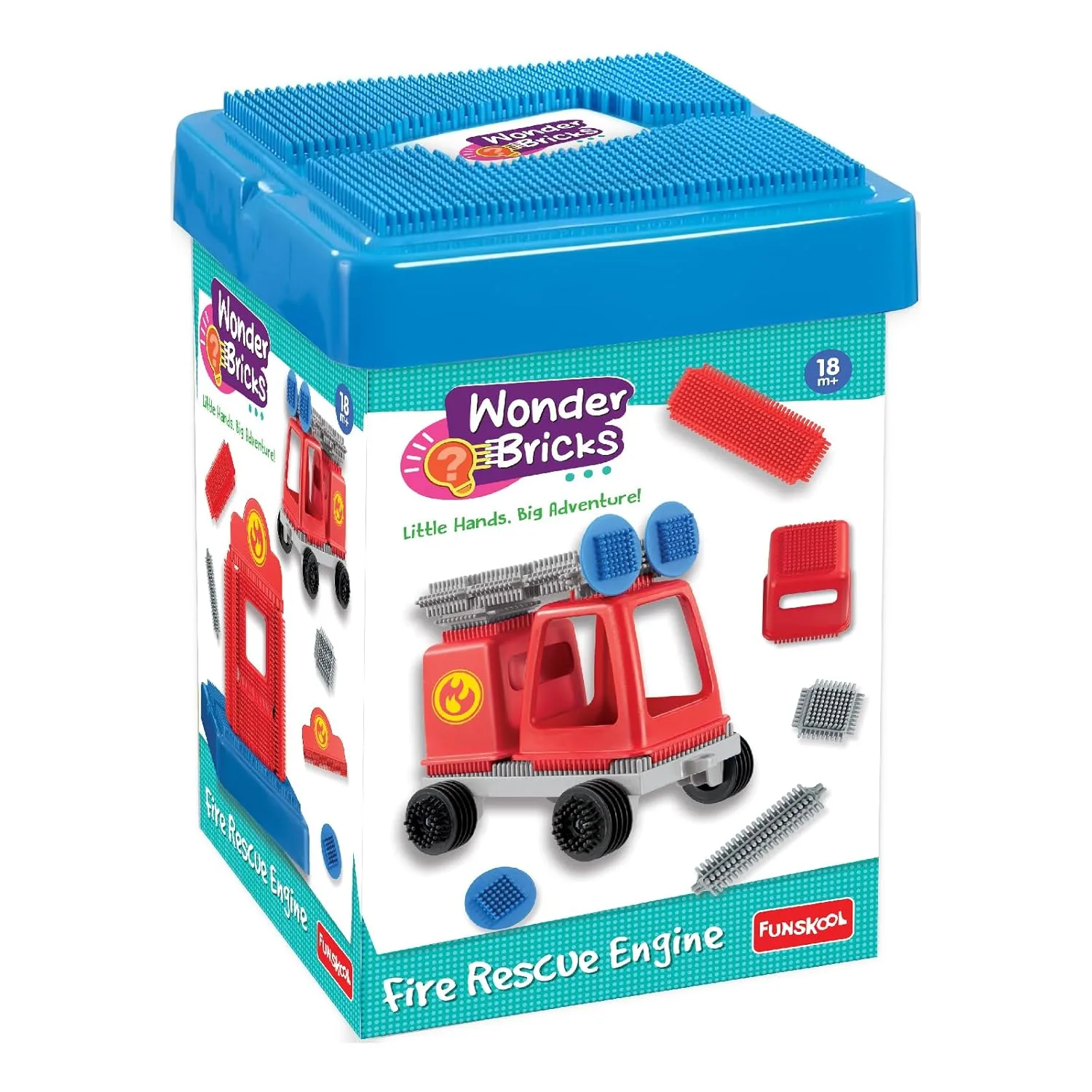 Funskool Wonder Bricks Fire Rescue Engine | 22-Piece Soft Construction Toy | 18+ Months - Image 1
