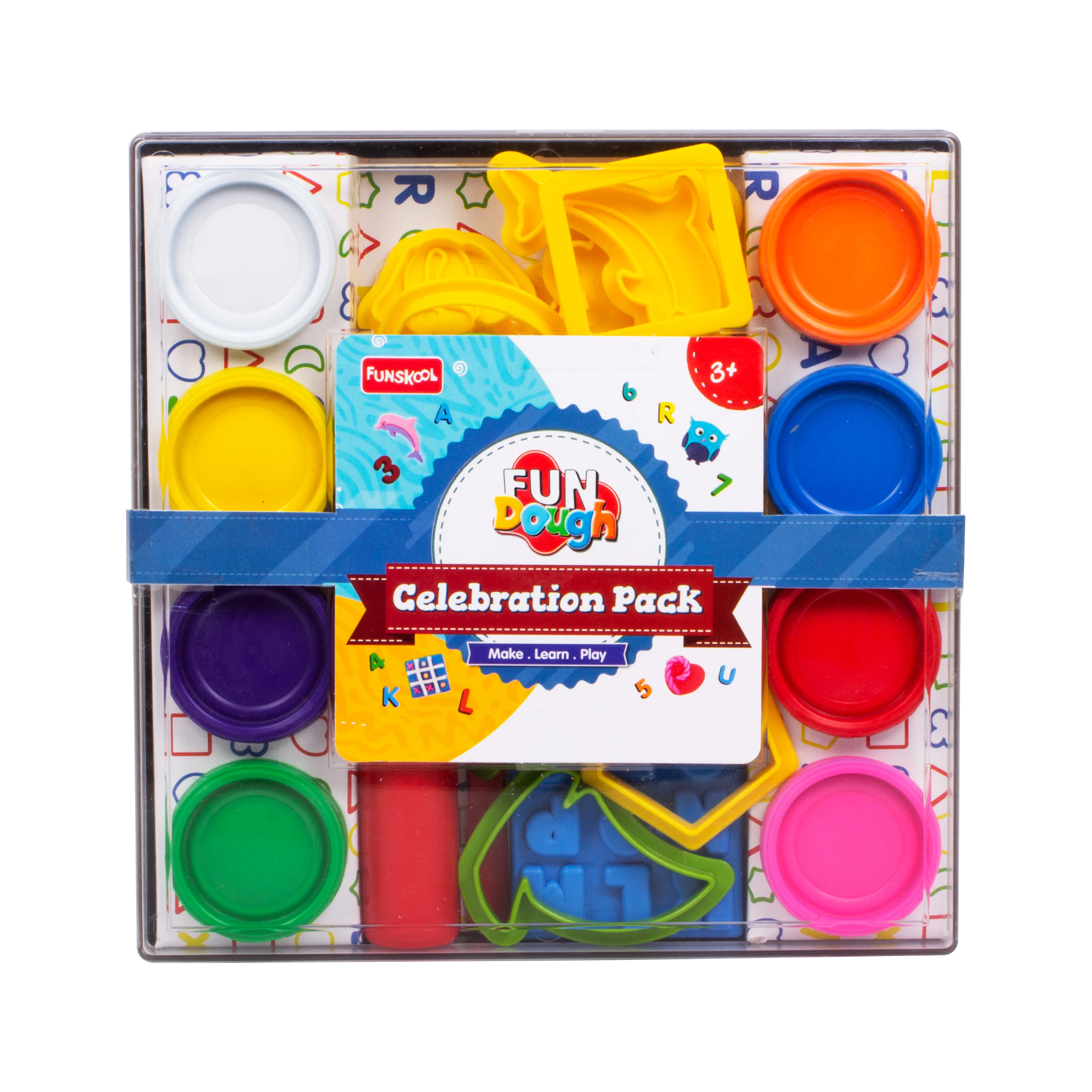 FunDough Celebration Pack | 12 Colours Dough Set with Shape Cutters | Creative Play Kit for Kids 3+ - Image 1