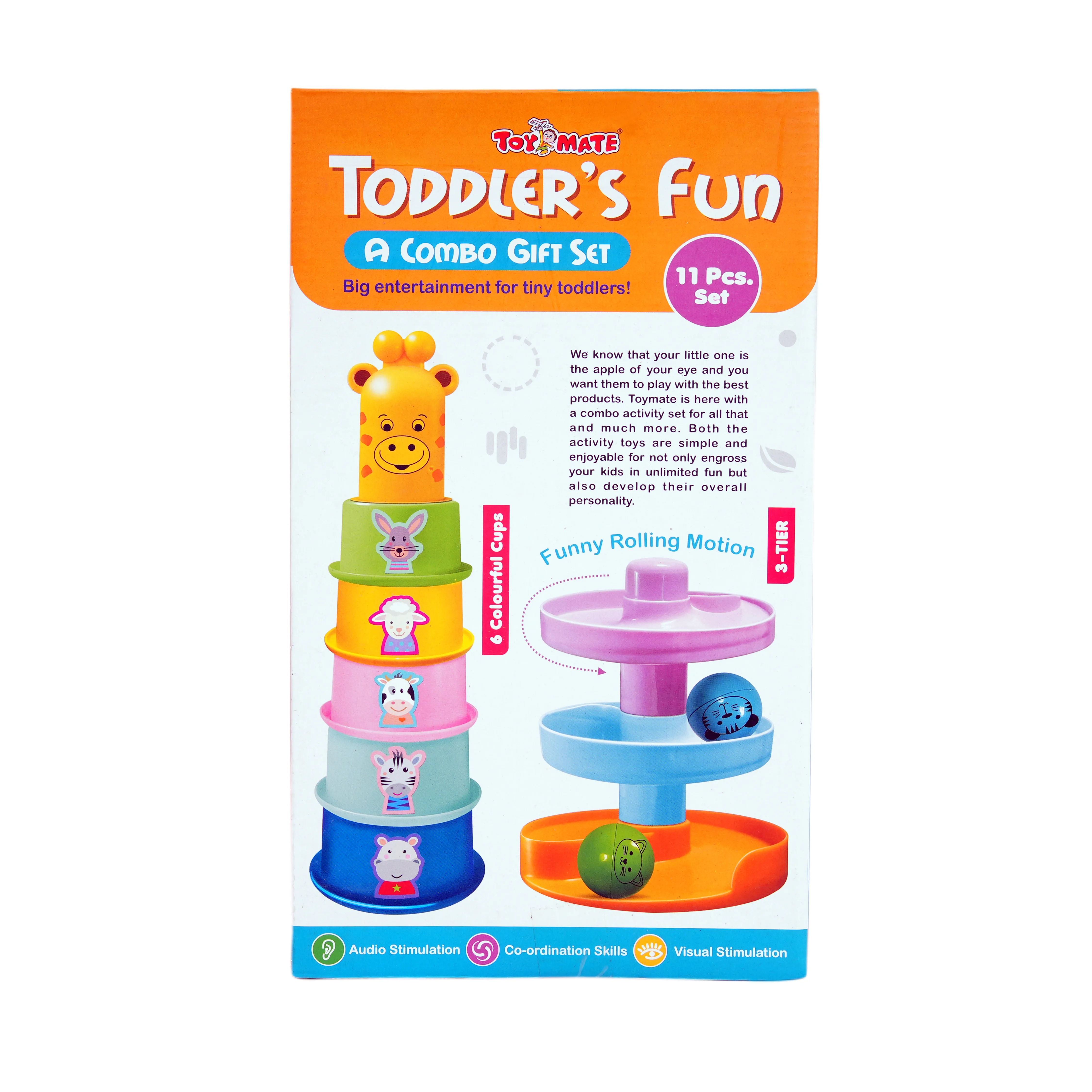 Toy Mate Toddler�s Fun Combo Gift Set � Match & Stack Cups with Funny Rolling Motion (11 Pcs) - Image 1